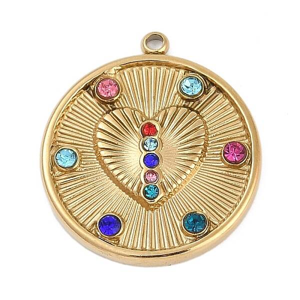 304 Stainless Steel Rhinestone Pendants