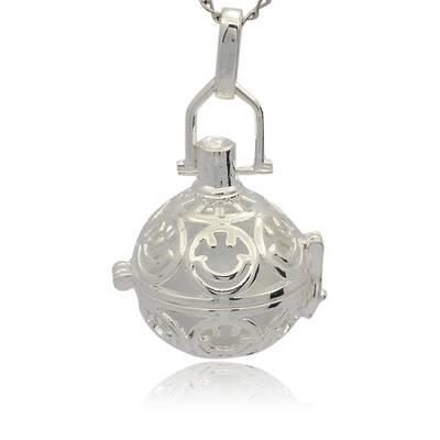 Silver Color Plated Brass Hollow Round Cage Pendants