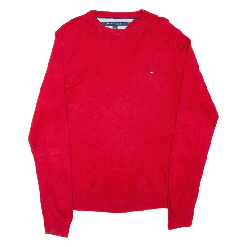 TOMMY HILFIGER Mens Jumper Red Tight Knit M