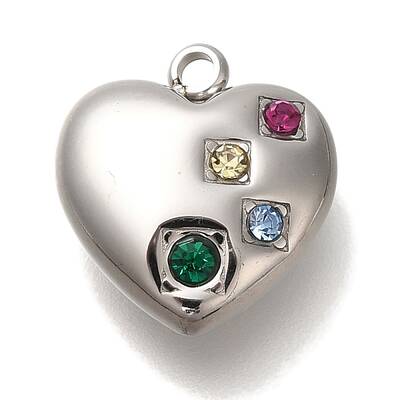 304 Stainless Steel Colorful Rhinestone Charms