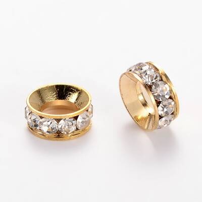 Alloy Rhinestone Rondelle Space Beads