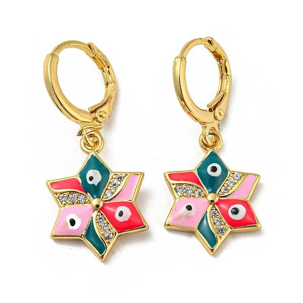 Real 18K Gold Plated Brass Dangle Leverback Earrings