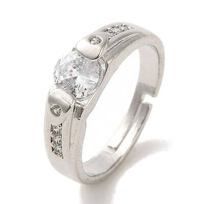 Brass Micro Pave Cubic Zirconia Rings for Women