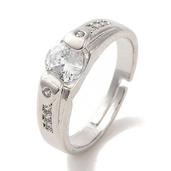 Brass Micro Pave Cubic Zirconia Rings for Women