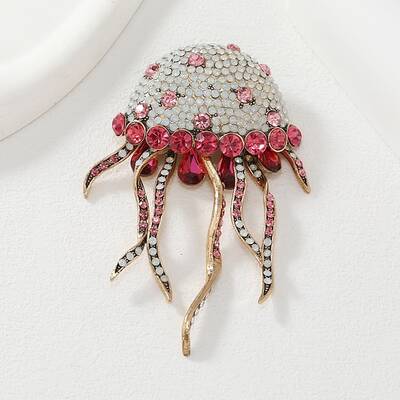 Jellyfish Alloy Rhinestones Tassel Brooches