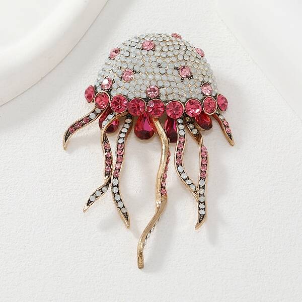 Jellyfish Alloy Rhinestones Tassel Brooches