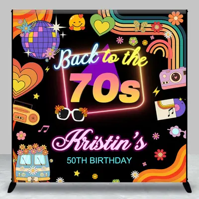 Aperturee Back To The 70s Groovy Custom 50th Birthday Backdrop - Aperturee