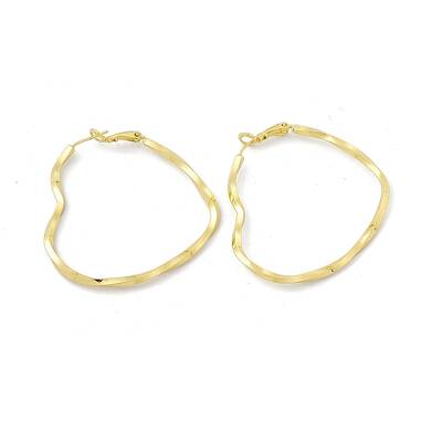 Rack Plating Brass Heart Hoop Earrings for Women