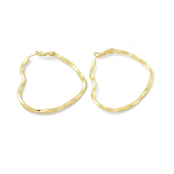 Rack Plating Brass Heart Hoop Earrings for Women