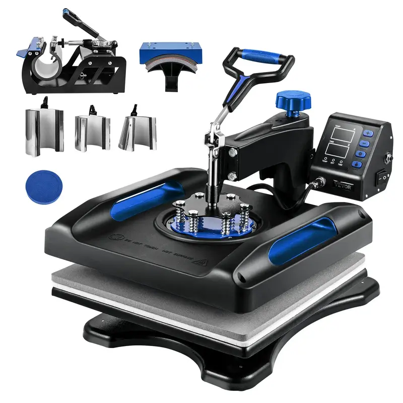 VEVOR Heat Press Machine 15 x 15 Inch 8 in 1 Heat Press 800W Sublimation Machine 360° Rotation Swing Away 8 in 1 Shirt Print...
