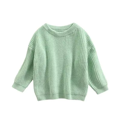Infant Toddler Baby Boy Girl Sweater Round Neck Loose Fit Long Sleeve Oversized Knitted Sweatshirt Pullover Tops Baby Knitwea...