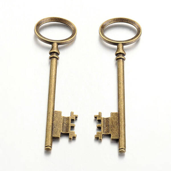 Tibetan Style Alloy Skeleton Key Large Pendants