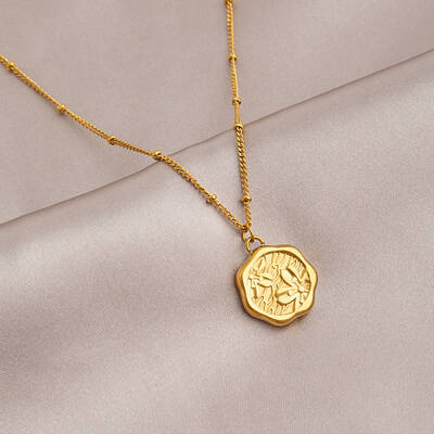 Stainless Steel Flower Pendant Necklace with Satellite Chains