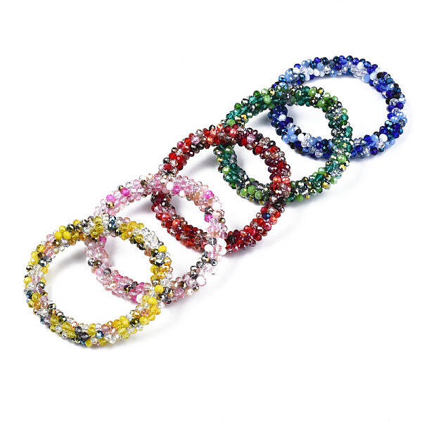 Glass Beaded Crochet Stretch Bracelet