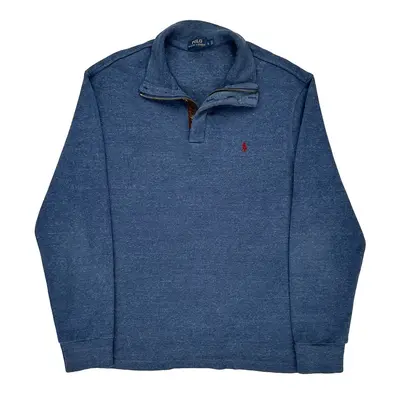 Ralph Lauren 1/4 Zip - Large Blue Cotton Blend