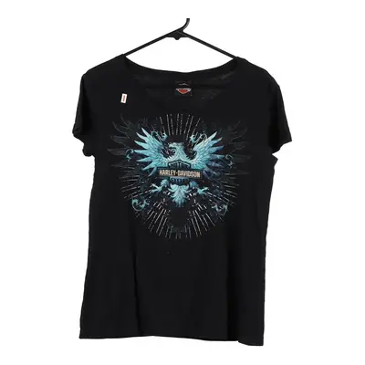 Waterloo, Louisiana Harley Davidson T-Shirt - Medium Black Cotton Blend
