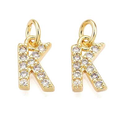 Brass Micro Pave Clear Cubic Zirconia Charms