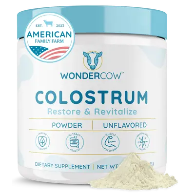 WonderCow, Colostrum Supplement Powder, Gut Health, Immune & Muscle Support, Whole Bovine Colostrum Superfood with Natural Ig...