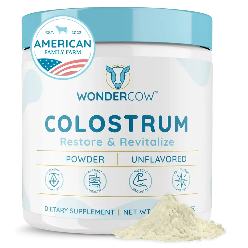 WonderCow, Colostrum Supplement Powder, Gut Health, Immune & Muscle Support, Whole Bovine Colostrum Superfood with Natural Ig...