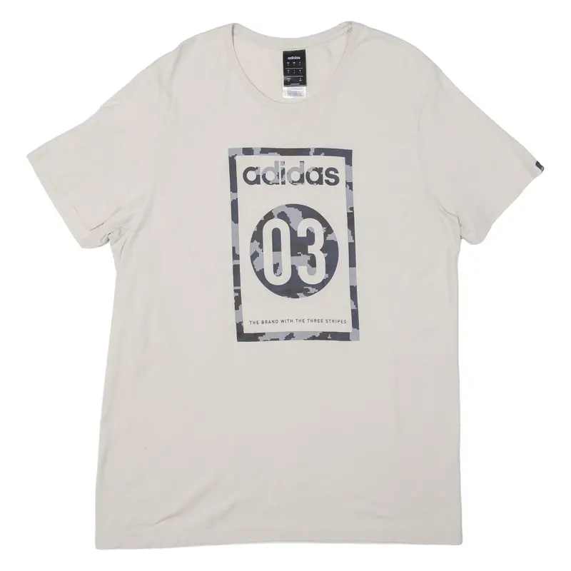 ADIDAS Mens T-Shirt Beige L