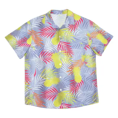 Mens Hawaiian Shirt Purple Crazy Pattern M