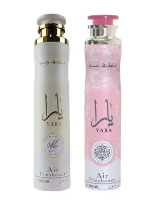 (2pc Bundle Pack) 300ml Yara + Yara Moi Air Freshener Spray by Lattafa Flower Peach