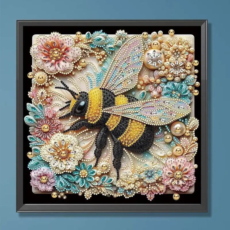Bee Pattern DIY Diamond Art Painting Kit without Frame, DIY 5D Diamond Arts Painting Kit, Wall Art Decor for Home Living Room...