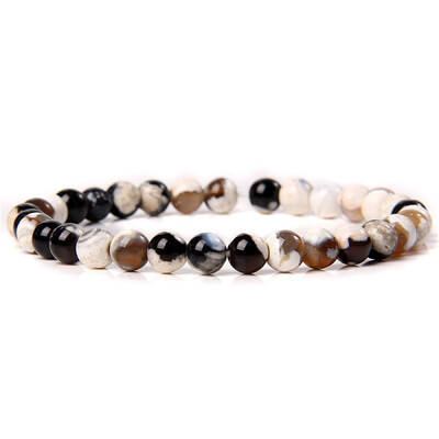 Synthetic Netstone Round Beaded Stretch Bracelet