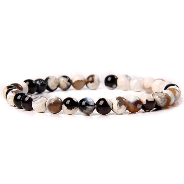 Synthetic Netstone Round Beaded Stretch Bracelet