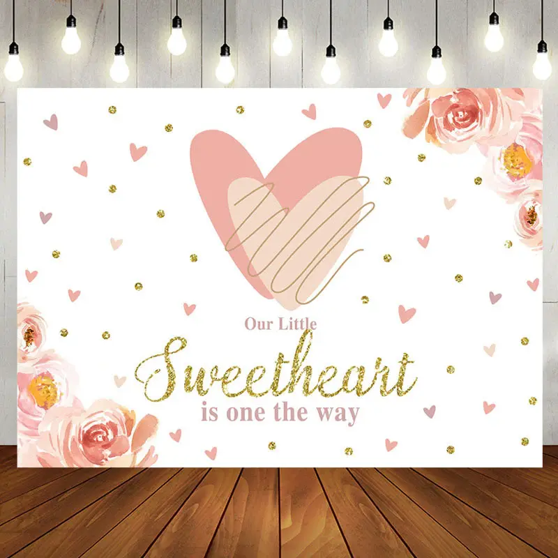 Little Sweetheart Pink Floral Baby Shower Backdrop