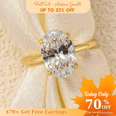 Effinny Jewelry 3.5ct Solitaire Oval Engagement Ring for Women,S925 Sterling Silver Promise Ring for Anniversary Birthday Dai...