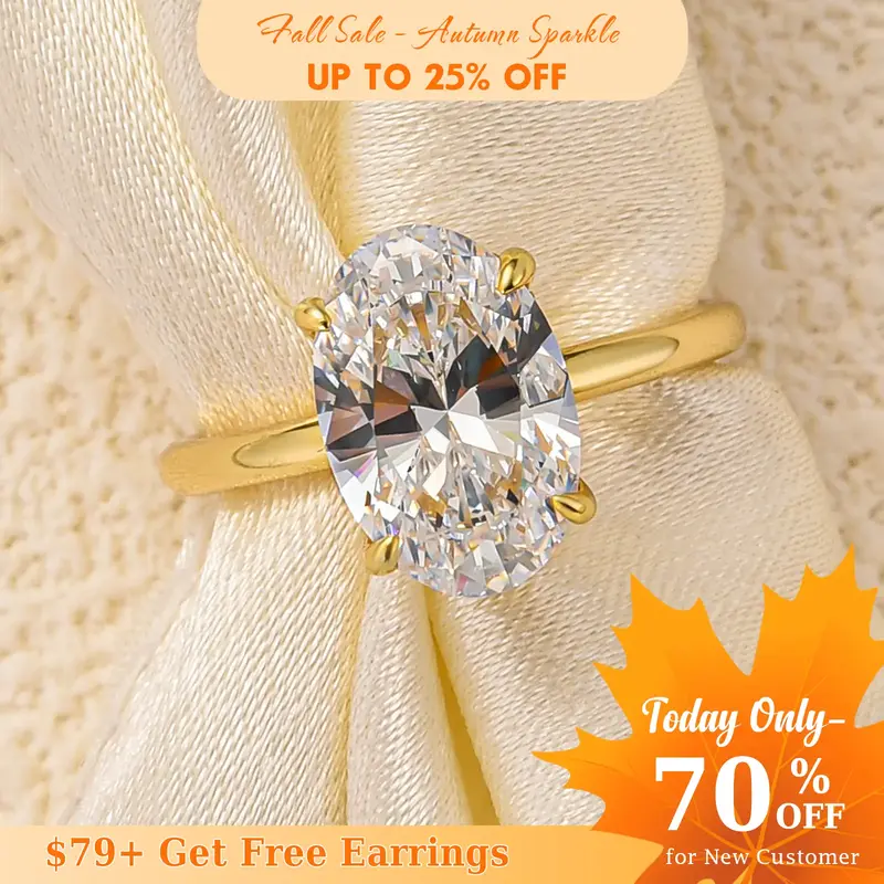 Effinny Jewelry 3.5ct Solitaire Oval Engagement Ring for Women,S925 Sterling Silver Promise Ring for Anniversary Birthday Dai...