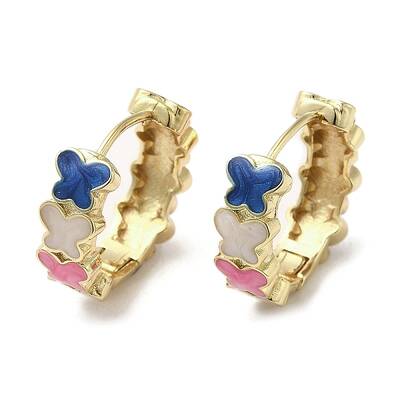 Butterfly Real 18K Gold Plated Brass Hoop Earrings