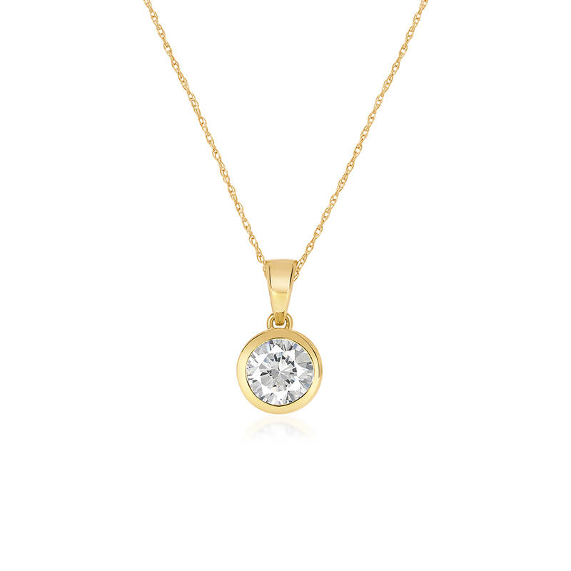Lab Grown Bezel Set GH SI Diamond Necklace | 10K Yellow Gold 3/4 ct. tw.