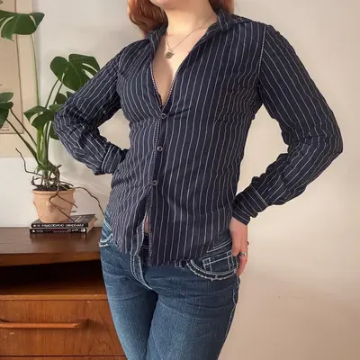 Coast Striped Shirt - Medium Blue Cotton