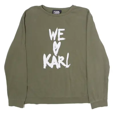 KARL LAGERFELD We Heart Karl Womens Sweatshirt Green Crew Neck XL