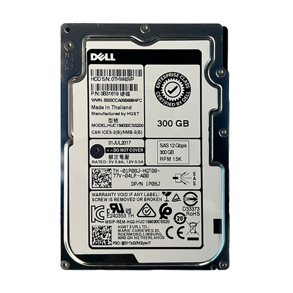 01P08J Dell 300GB 12Gb/s SAS 15000 2.5-Inch Hard Drive