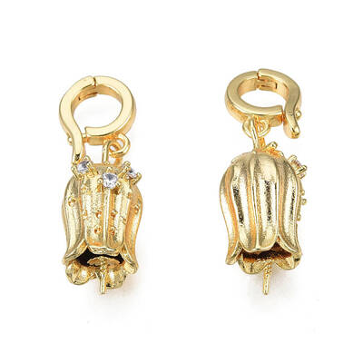 Brass Micro Pave Cubic Zirconia Peg Bails