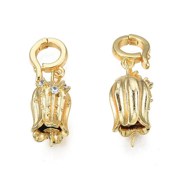 Brass Micro Pave Cubic Zirconia Peg Bails