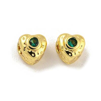 Brass Micro Pave Clear Cubic Zirconia Beads