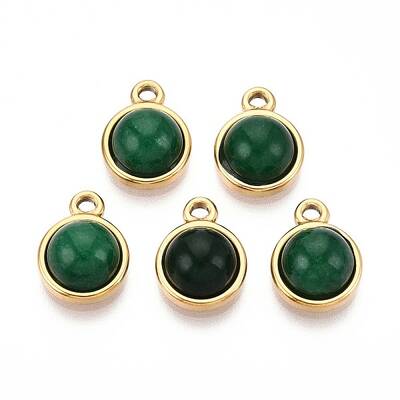 Natural Green Aventurine Half Round Charms