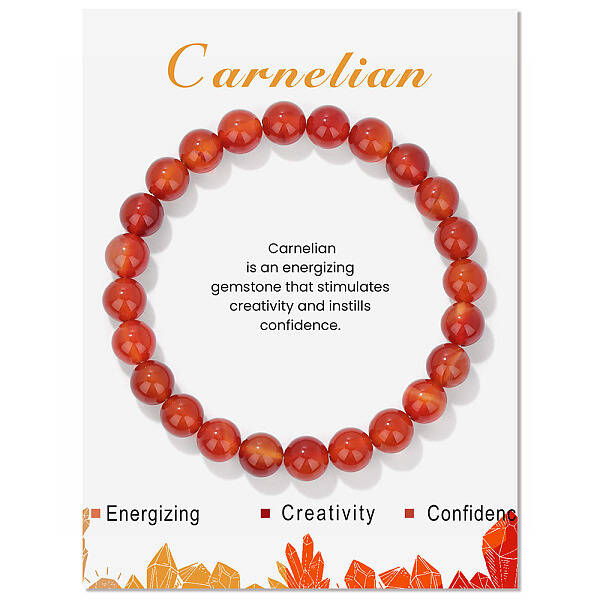 Natural Carnelian Beaded Stretch Bracelets