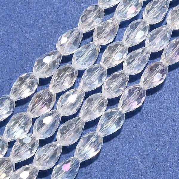 1Strand Electroplate Glass Faceted Teardrop Beads Strands