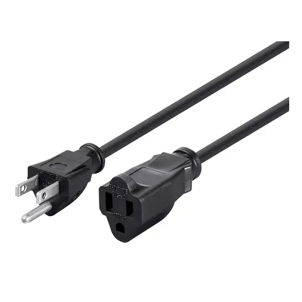 5301 Monoprice Extension Cord NEMA 5-15P to NEMA 5-15R 16AWG 13A/1625W 3-Prong Black 15ft