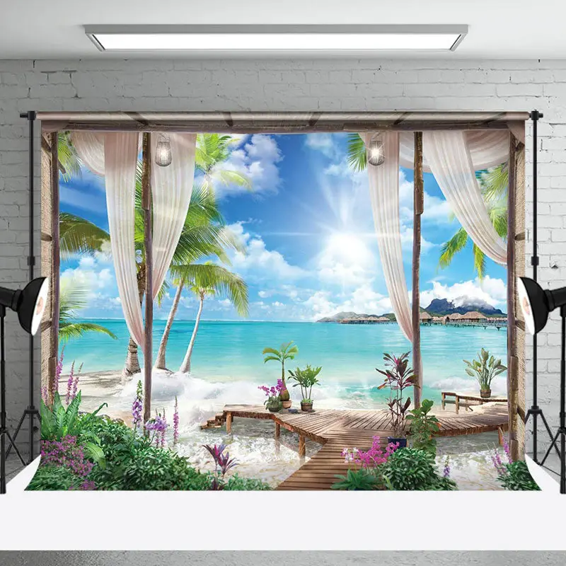 Sunshine Beach Sea Summer Holiday Photo Backdrop - Aperturee