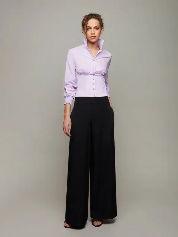 ROOT | Ruched Fitted Shirt | Colour: LAVENDER | Size: XXS