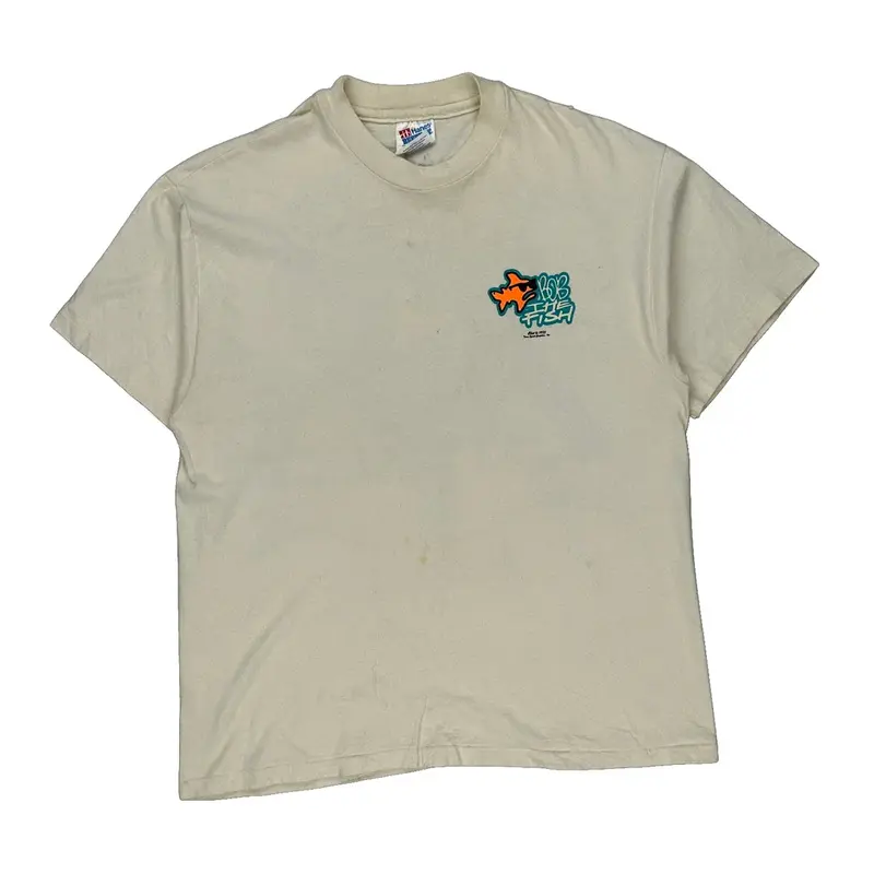 Bob The Fish Hanes Graphic T-Shirt - Large Cream Cotton