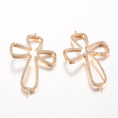 Brass Micro Pave Cubic Zirconia Links