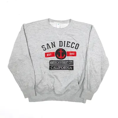 SAN DIEGO California Sweatshirt Grey USA Mens S