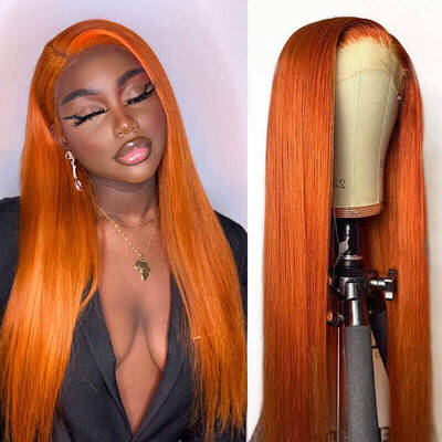 Ginger Color Wig Transaprent Lace Front Wigs 180% 250% Density Lace Wigs Ashimary Hair